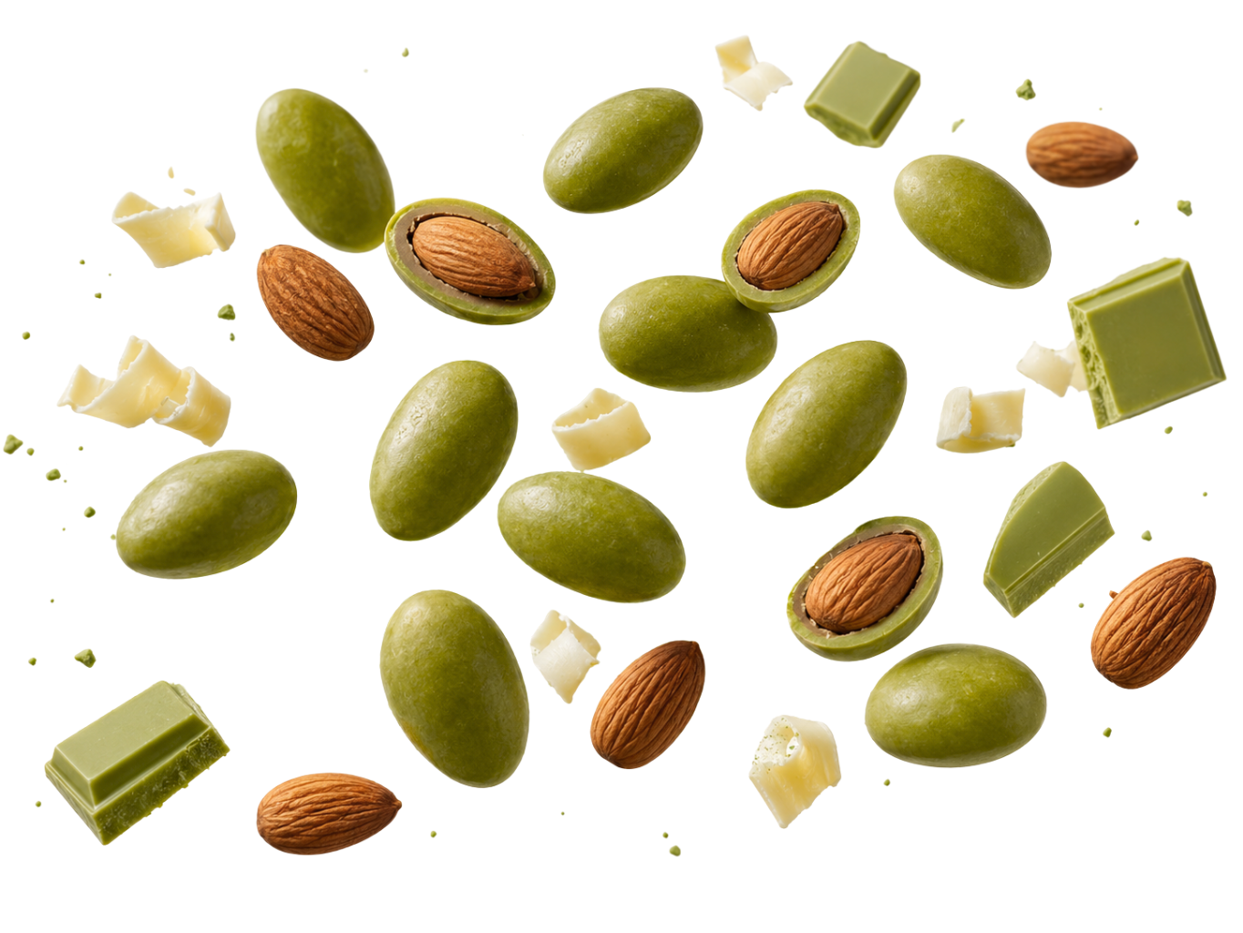 Mandle v matcha čokoládě